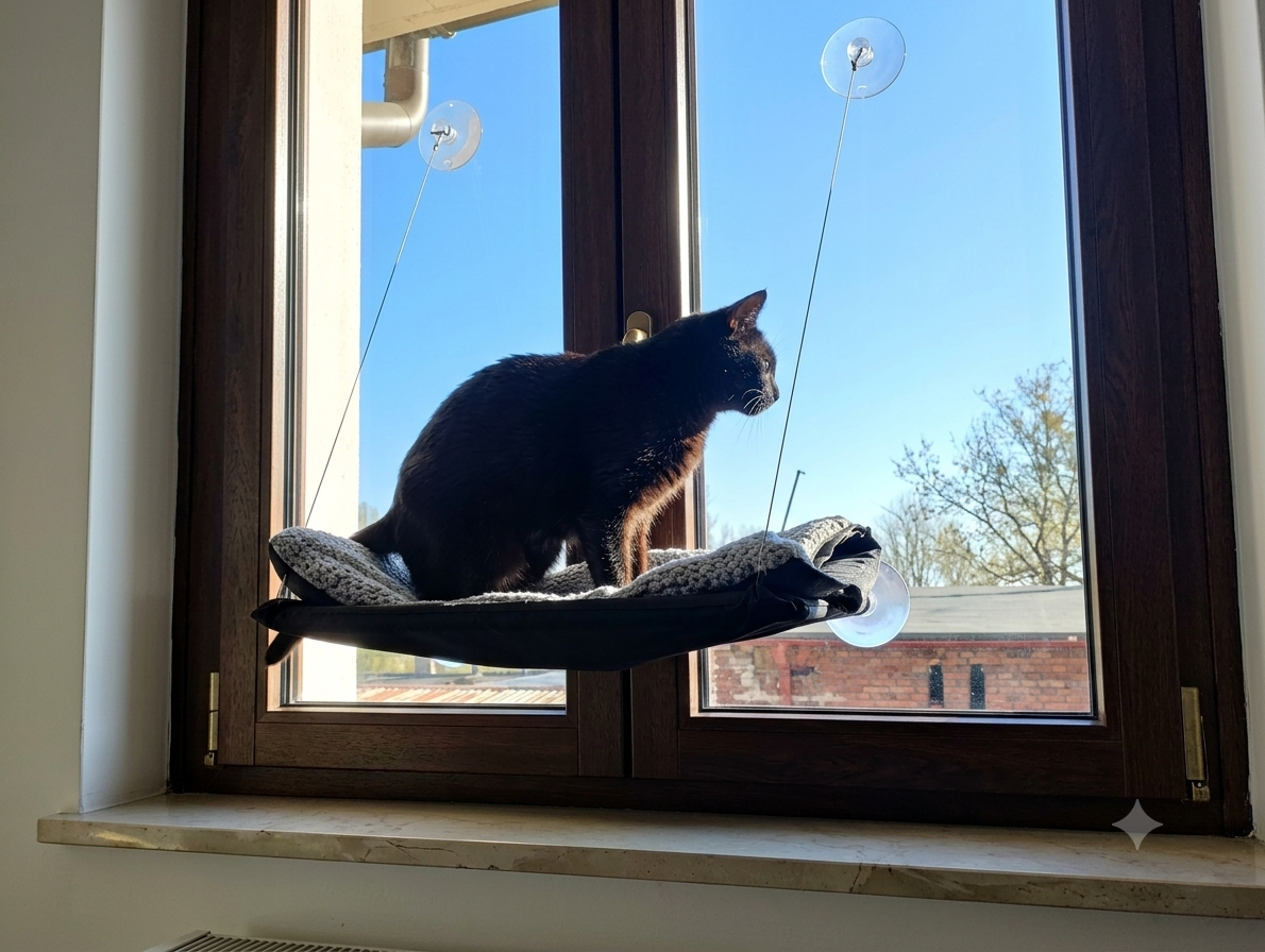 Hamaca Colgante para Gato con Ventosas - Cama de Ventana Todas las Estaciones