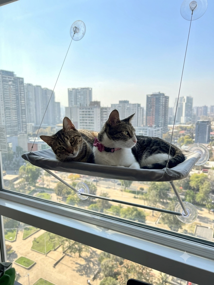 Hamaca Colgante para Gato con Ventosas - Cama de Ventana Todas las Estaciones
