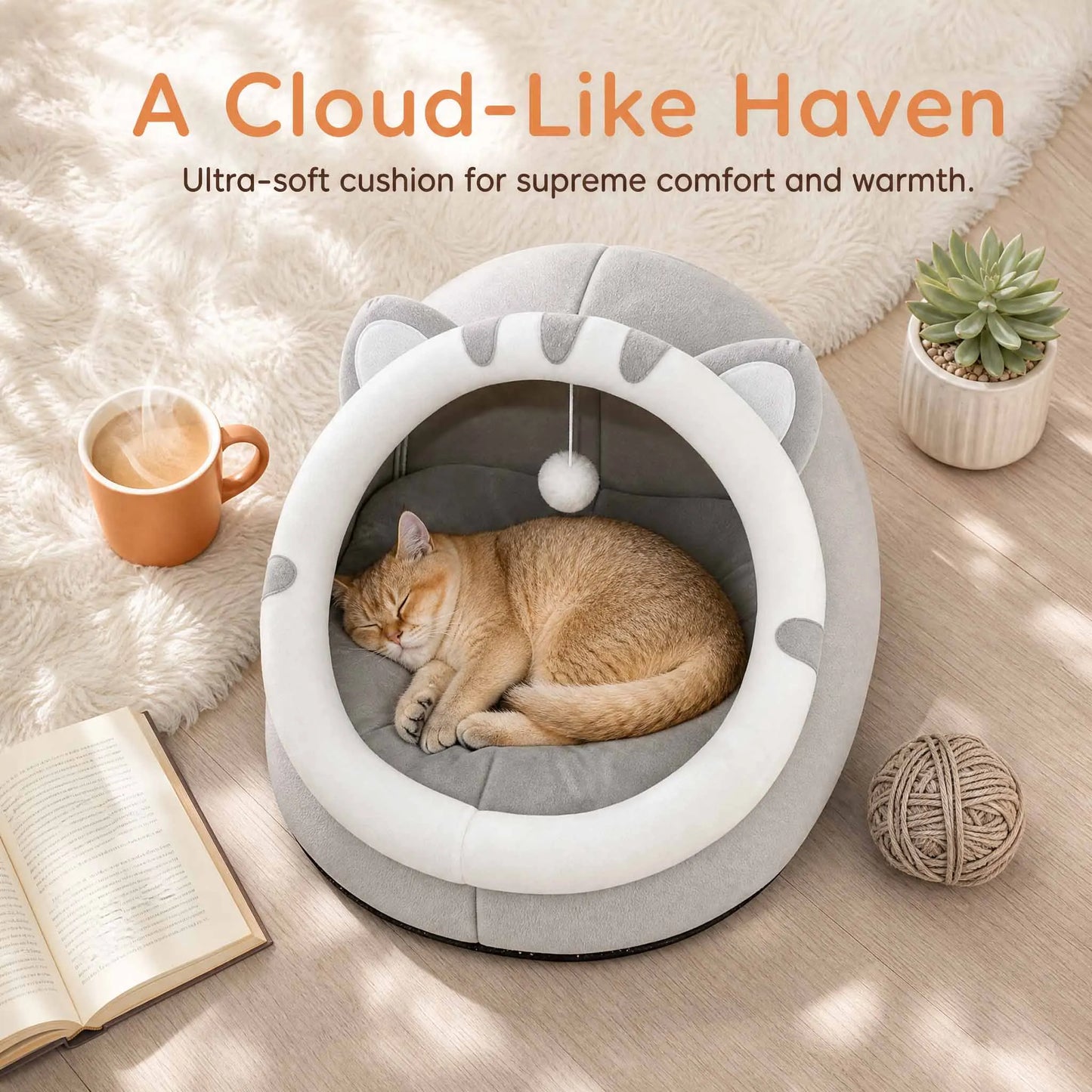 Súper Cama Cueva Cálida para Gatos