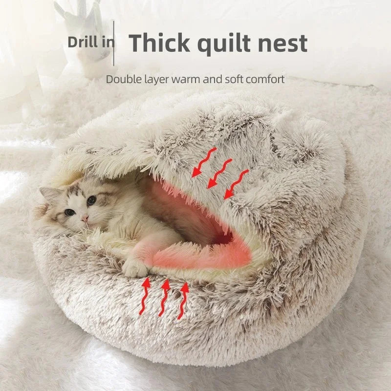 Cama Suave de Felpa Cálida para Mascotas – Otoño/Invierno
